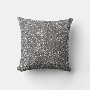 Faux Silver Grey Glitter Texture Look-like Design Cushion