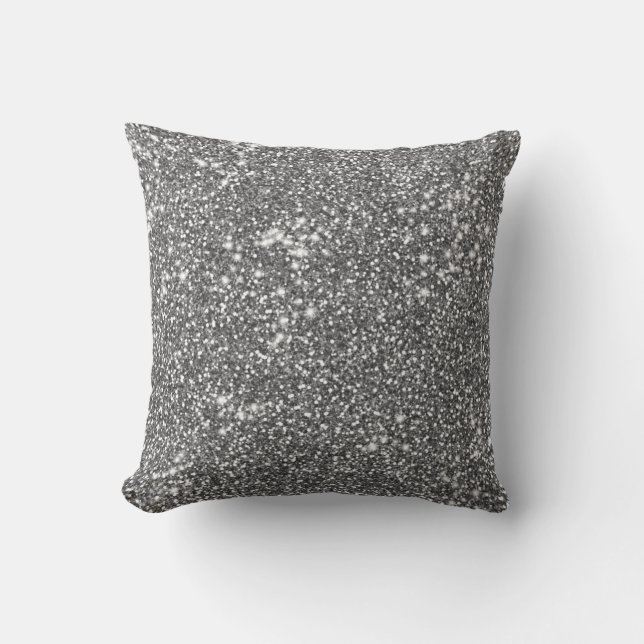 Faux Silver Grey Glitter Texture Look-like Design Cushion (Front)