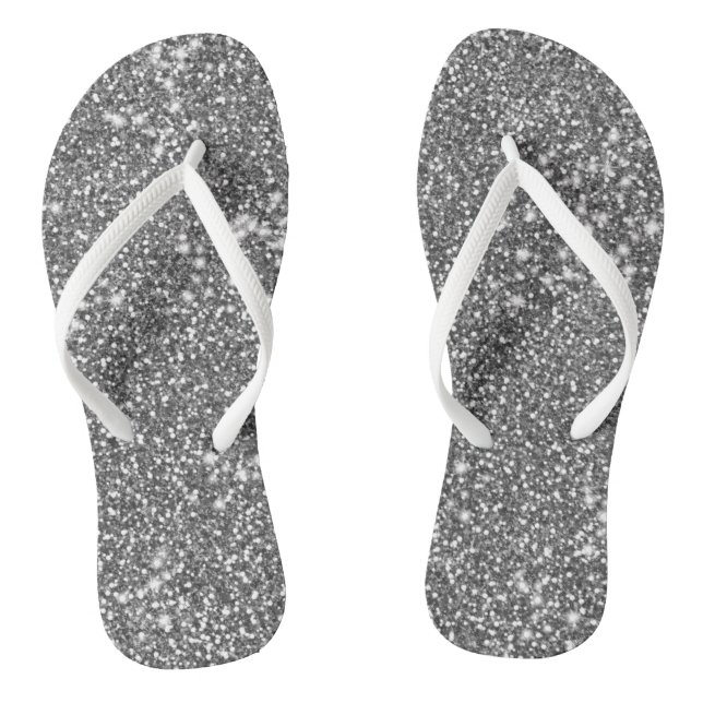Faux Silver Grey Glitter Texture Look-like Design Jandals (Footbed)