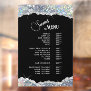 Faux Silver Iridescent Glitter Services Menu