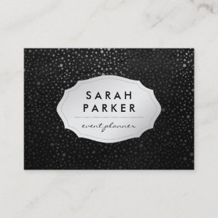 Faux Silver Label with Chic Metallic Dot Pattern Business Card