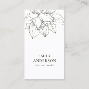 FAUX SILVER LOTUS SIMPLE REIKI SPIRITUAL HEALER BUSINESS CARD