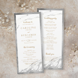 Faux silver marble luxury modern wedding program programme