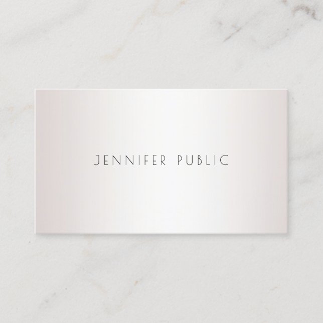 Faux Silver Modern Elegant Minimalist Template Top Business Card (Front)