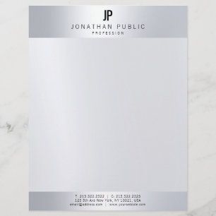 Faux Silver Monogram Professional Modern Template Custom Letterhead