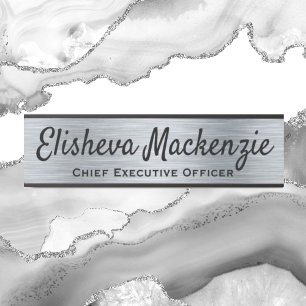 Faux Silver Office Door Sign Signs  Name Plate