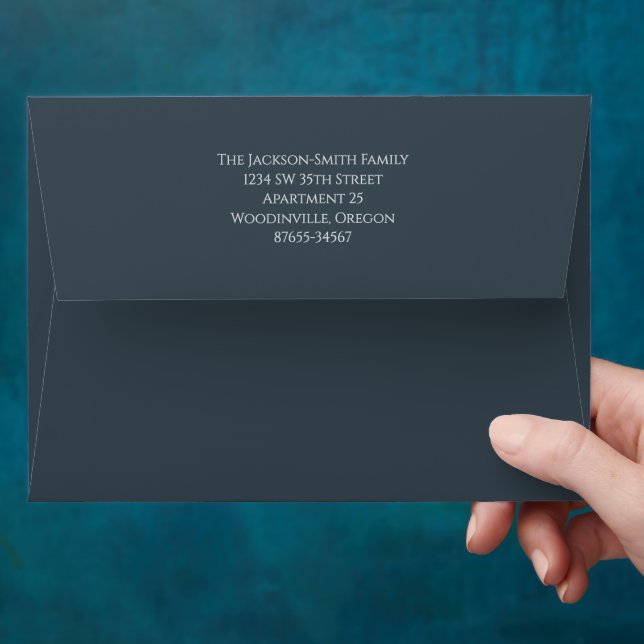 Faux Silver on Charcoal Christmas Card Matching Envelope (Hand)