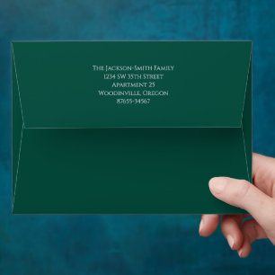 Faux Silver on Deep Green Christmas Card Matching Envelope