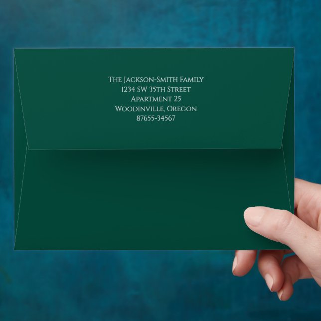 Faux Silver on Deep Green Christmas Card Matching Envelope (Hand)