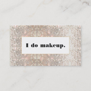 Faux Silver Sequin Bold Typography Makeup Artist Business Card