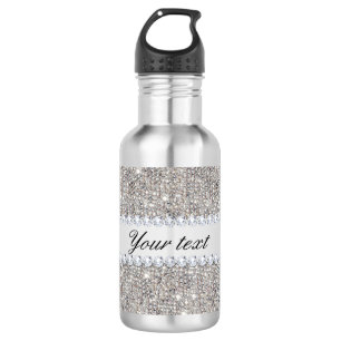 Faux Silver Sequins and Diamonds 532 Ml Water Bottle