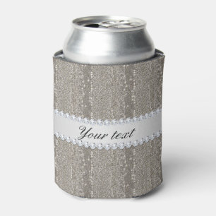 Faux Silver Sequins and Diamonds Can Cooler