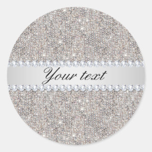 Faux Silver Sequins and Diamonds Classic Round Sticker