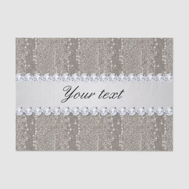 Faux Silver Sequins and Diamonds Tissue Paper (Front)