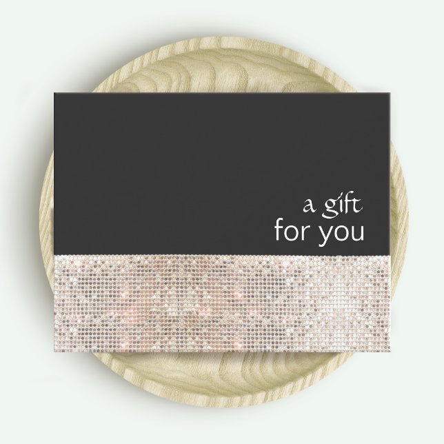 FAUX Silver Sequins Black Salon Gift Certificate (Creator Uploaded)