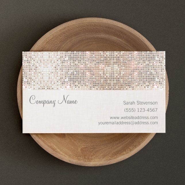  Faux Silver Sequins Fun Trendy  Business Card (Creator Uploaded)