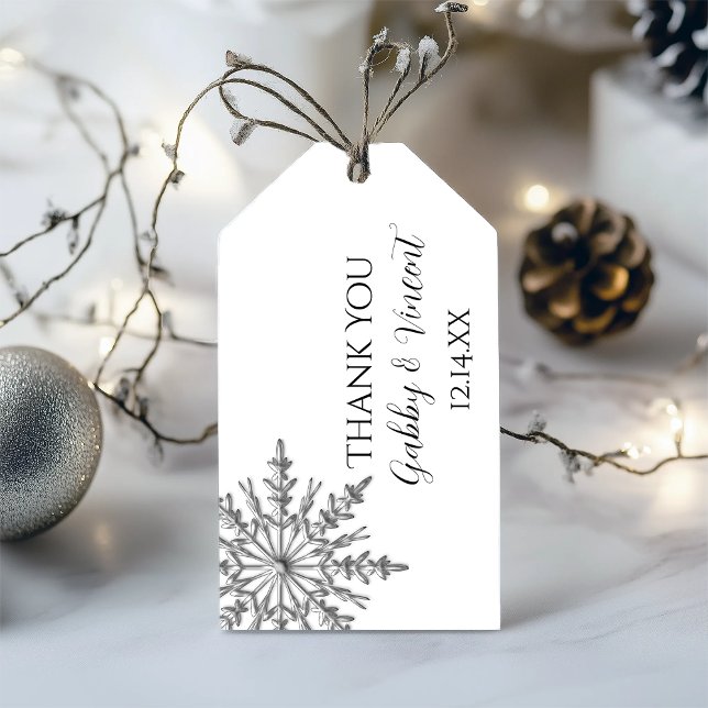 Faux Silver Snowflake Winter Wedding Favour Tags (Creator Uploaded)