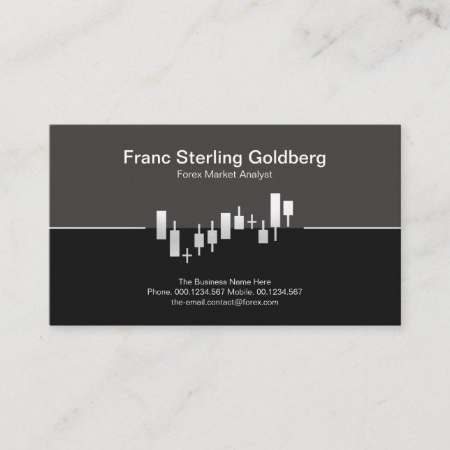 Faux Silver Stock Exchange Graph Futures Trading Business Card (Front)