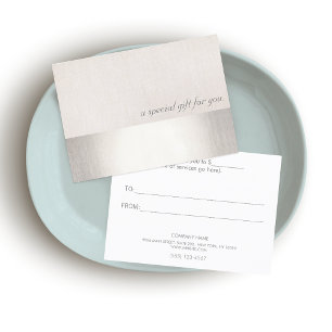 Faux Silver Stripe Modern Beauty Gift Certificate