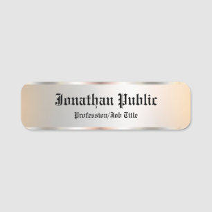 Faux Silver Template Calligraphy Text Elegant Name Tag