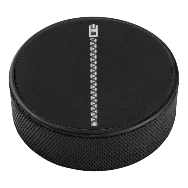 Faux Silver Zipper  Hockey Puck (3/4)