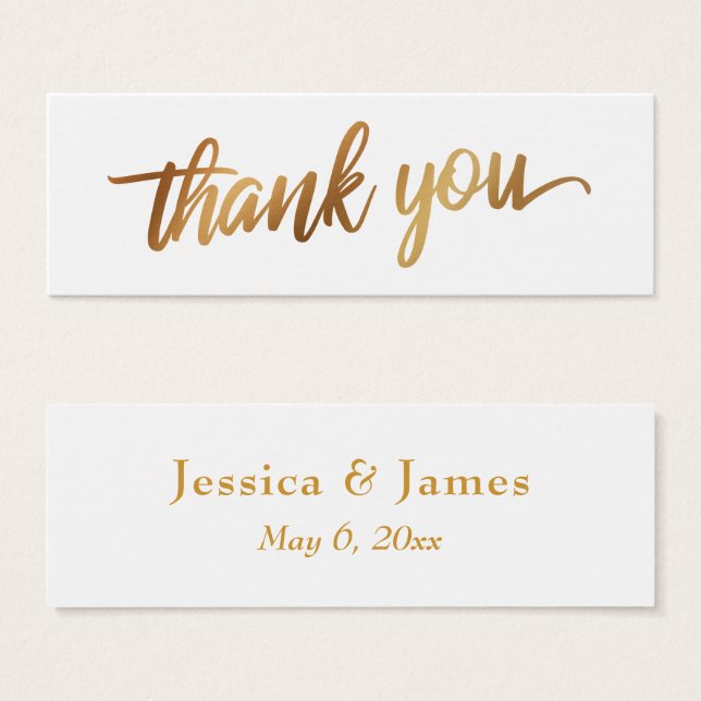 Faux Smooth Gold Script Thank You Wedding Favour (Front & Back)