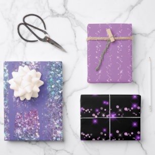 faux sparkle purple pattern wrapping paper sheet