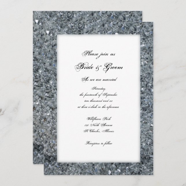 Faux Sparkle Wedding Invitation (Front/Back)