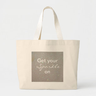 Faux Sparkles & Glitter - Pastel Cream White Large Tote Bag