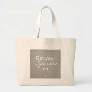 Faux Sparkles & Glitter - Pastel Cream White Large Tote Bag
