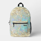 faux sparkling chunky glitter abstract printed backpack (Front)