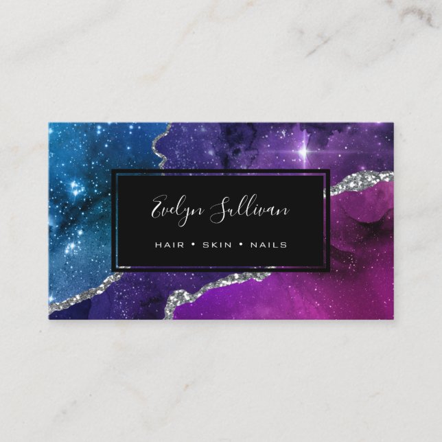 faux sparkling effect watercolor business card (Front)
