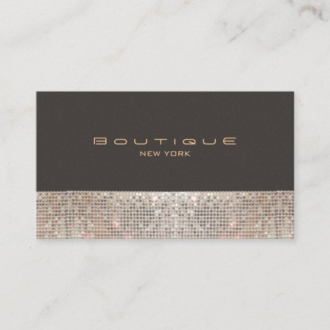 FAUX Sparkling Sequins and Suede Fashion Boutique Business Card (Front)
