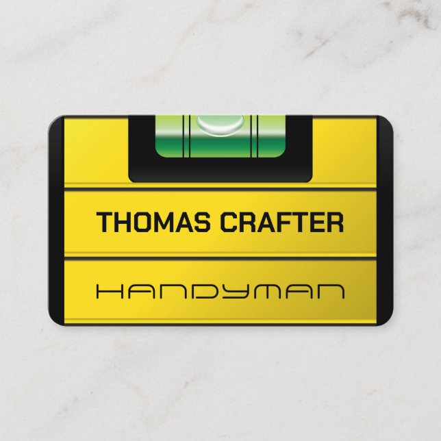 Faux spirit level bubble metre business card (Front)