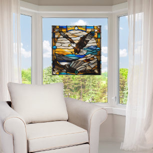 Faux Stained Glass Bald Eagle in Flight