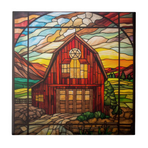 faux stained glass barn  tile