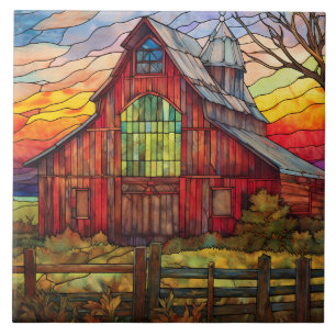 faux stained glass barn tile