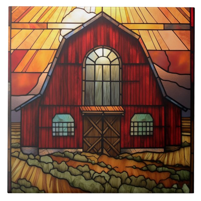 faux stained glass barn  tile (Front)