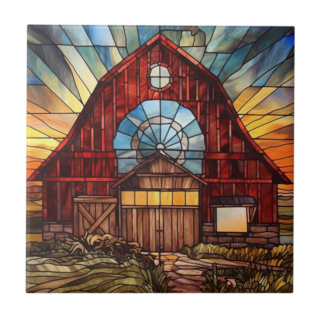 faux stained glass barn  tile (Front)