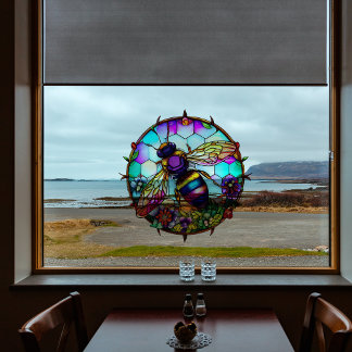  Faux Stained Glass Bee Honeycomb Suncatcher 