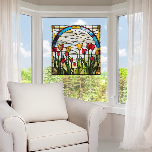 Faux Stained Glass Blooming Tulip Garden
