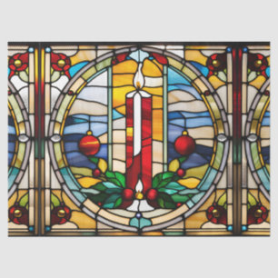 Faux Stained Glass Christmas Candle for Decoupage Tissue Paper