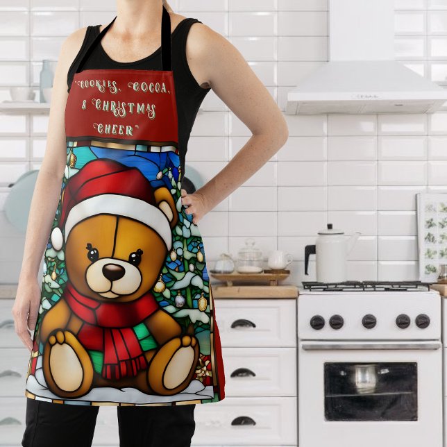 Faux Stained Glass Christmas Teddy Bear Apron (Creator Uploaded)