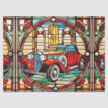 Faux Stained Glass Classic Car for Decoupage Craft