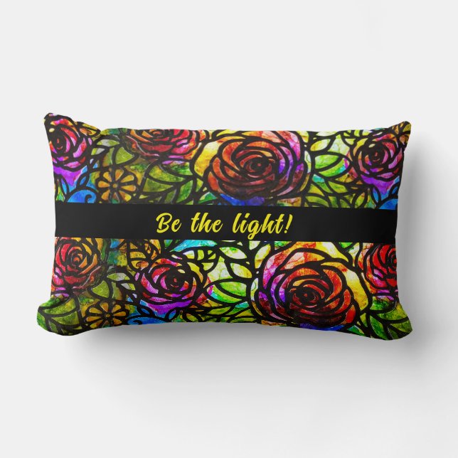 faux stained glass customisable, reversible lumbar cushion (Front)