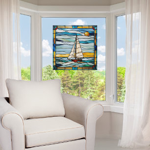 Faux Stained-Glass Customisable Sailboat