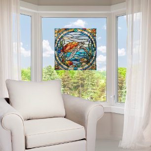 Faux Stained-Glass Customisable Sea Turtle Window 