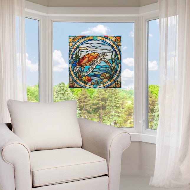 Faux Stained-Glass Customisable Sea Turtle Window  (Creator Uploaded)