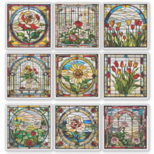 Faux Stained Glass Flower Garden Collection