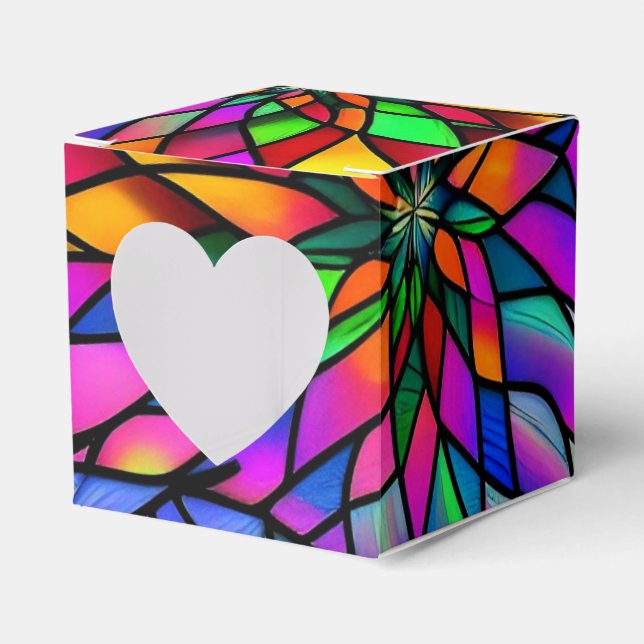 Faux Stained Glass Heart Favour Box (Front Side)